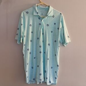 B Draddy Polo Shirt Striped Flowers Medium